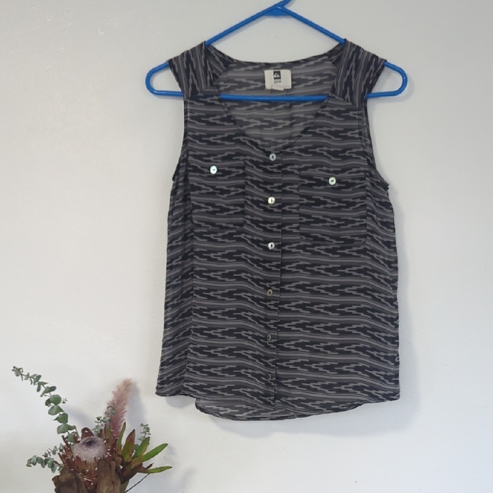 Gray Patterned Sleeveless Top